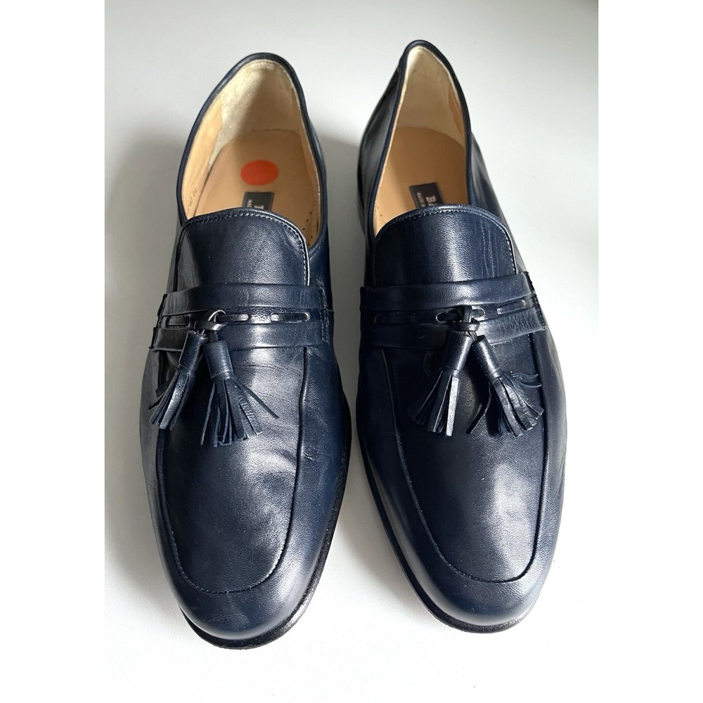 Men's Vintage Bally Of Switzerland Navy Leather Tassle Loafers PRISTINE Sz 8.5 D - Picture 2 of 13